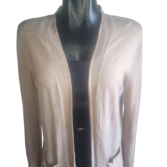 Jones New York Tan Open Front Cardigan M - Picture 2 of 7